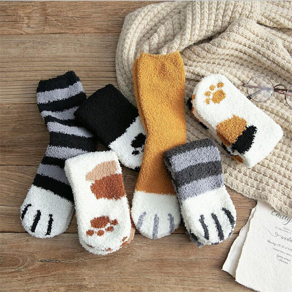 1 Pair of Cat Claw Plush Socks for Women